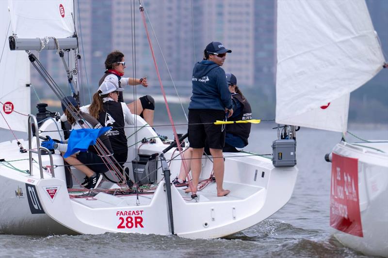 Pauline Courtois, Match in Pink Normandy Elite Team (crew Louise Acker, Maëlenn Lemaître, Laurane Mettraux, Sophie Faguet) - 2025 Macao Match Cup day 1 - photo © Ian Roman / WMRT