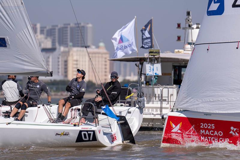 New Zealand’s Nick Egnot-Johnson (NZL) leading Williams in the final pre-start - 2025 Macao Match Cup - photo © Ian Roman / WMRT