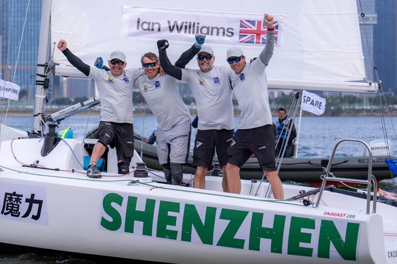 Ian Williams and the Pindar by Manuport Logistics crew of Jon Gundersen, Richard Sydenham and Gerry Mitchell winning their eighth match racing world championship in Shenzhen, China 2024 - photo © Ian Roman / WMRT