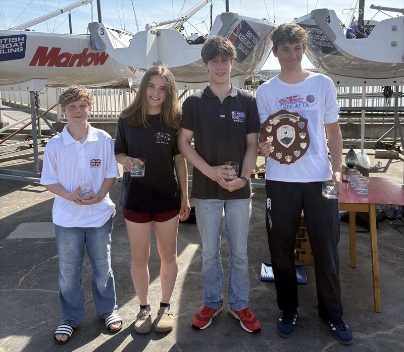 RYA Harken Youth Match Racing Championships 2025 - U19 Champions (l-r) Adam Larsen, Rachel Elms, Daniel Larsen, Alex Vollmer - photo © British Keelboat Sailing
