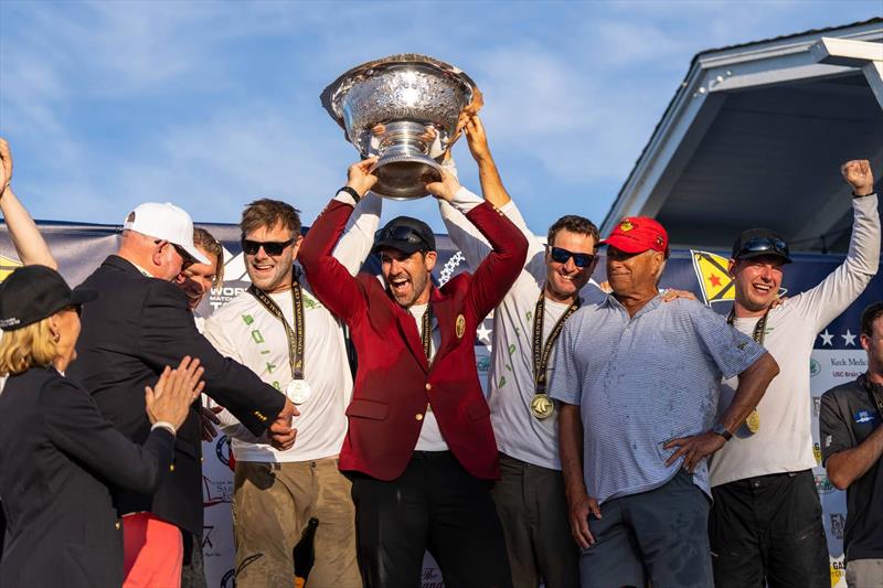 Riptide Racing's Chris Poole hold the Congressional Cup aloft - photo © Ian Roman