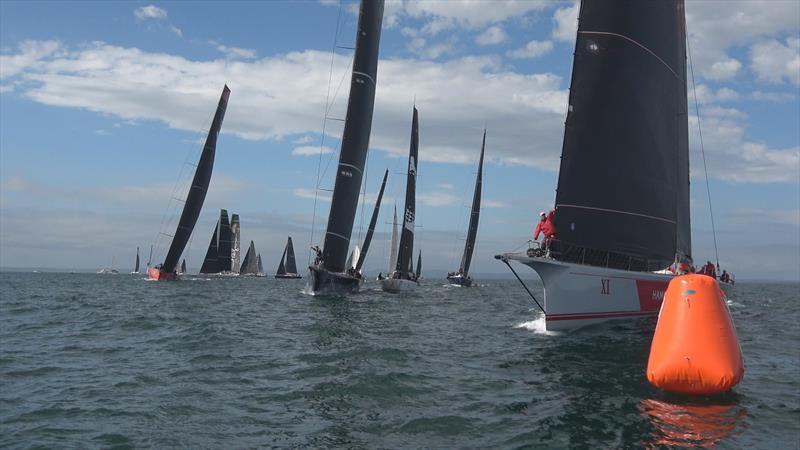 Brisbane to Hamilton Island Race maxi start line - photo © Royal Queensland Yacht Squadron