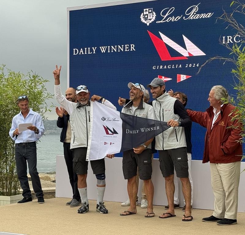 Guido Paolo Gamucci and his afterguard at tonight's prizegiving. - 2024 Loro Piana Giraglia photo copyright IMA taken at Yacht Club Italiano and featuring the Maxi class