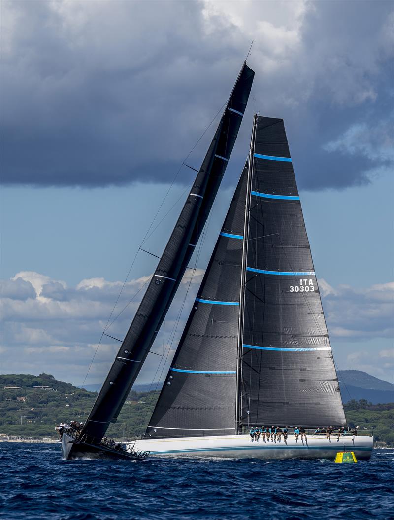 Alessandro Del Bono's Capricorno was third today behind the former Maxi 72s - Les Voiles de Saint-Tropez photo copyright Kurt Arrigo taken at Société Nautique de Saint-Tropez and featuring the Maxi class