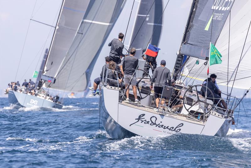 Vincenzo Addessi's Mylius 60 Fra Diavolo chases Paul Berger's Swan 80 Kallima in today's coastal race - photo © IMA / Studio Borlenghi