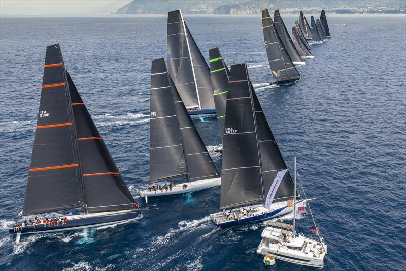 IMA Maxi European Championship 2026 Inshore Racing Day 4 - V mid-line during today's windward-leeward start photo copyright IMA / Studio Borlenghi taken at Circolo del Remo e della Vela Italia and featuring the Maxi class