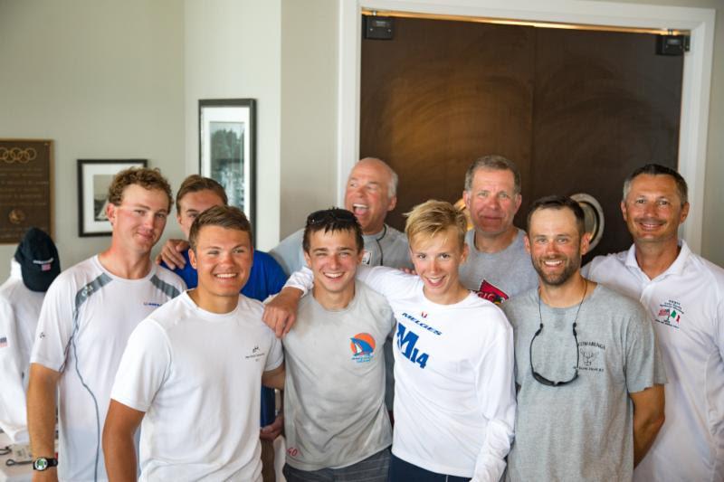 Top Ten – Top row L to R: Eddie Cox, Jack Schweda, Jim Campbell, Richard Chapman, Marek Valasek. Bottom row L to R: Harry Melges IV, Kyle Navin, Chapman Petersen, Josh Landers. Not pictured: Dave Powlison - 2018 Melges 14 U.S. National Championship - photo © Melges 14