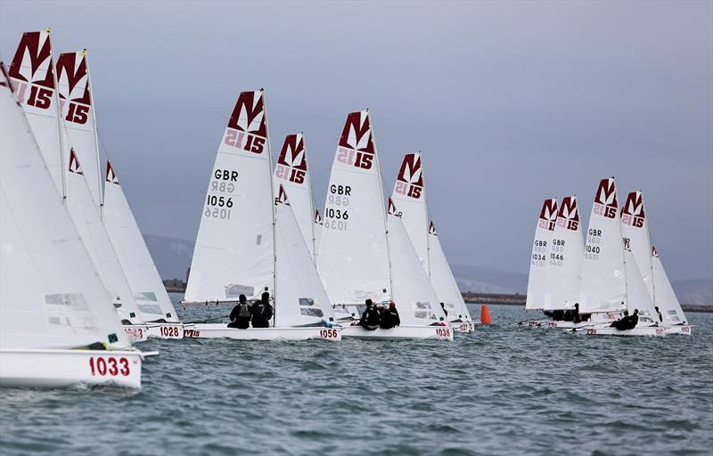 Clash of the Coaches at the WPNSA - Upwind soon after the start photo copyright Mark Jardine taken at Weymouth & Portland National Sailing Academy and featuring the Melges 15 class