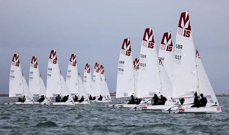 Clash of the Coaches at the WPNSA - Upwind soon after the start photo copyright Mark Jardine taken at Weymouth & Portland National Sailing Academy and featuring the Melges 15 class