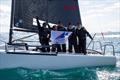 Peter Karrie's NEFELI (GER) with Alessandro Franci, Niccolò Bianchi, Saverio Cigliano, and Karlo Hmeljak, supported by coach Simon Sivitz Kosuta - Melges 24 World Championship 2025, Trieste, Italy © YCA / Giovanni Tesei