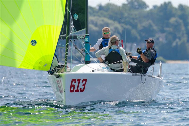 More than a Class stalwart, Mike Dow' s Flying Toaster had a great top ten day - a big bullet in Race Three put him in second overall and Top Corinthian - 2019 Melges 24 North American Championship photo copyright Bill Crawford - Harbor Pictures Company taken at Grand Traverse Yacht Club and featuring the Melges 24 class