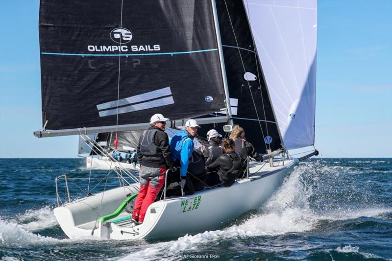 Enrico Michel’s Never 2 Late sailing at the Melges 24 European Sailing Series 2024 event in Trieste photo copyright Giovanni Tesei taken at  and featuring the Melges 24 class