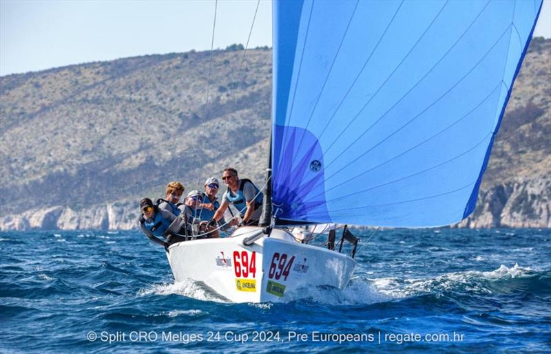 Miles Quinton's Zhik Race Team GBR694 with Geoff Carveth at the helm - Split CRO Melges 24 Cup - Pre-Europeans 2024 - photo © regate.com.hr