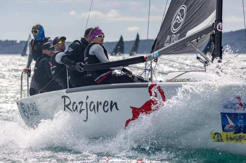 Lukasz Podniesinski's Razjaren CRO867 with Ante Cesic at the helm on Day 3 - 2024 Melges 24 European Championship - Split, Croatia photo copyright JK Split / IM24CA / Zerograddinord taken at Sailing Club Split and featuring the Melges 24 class