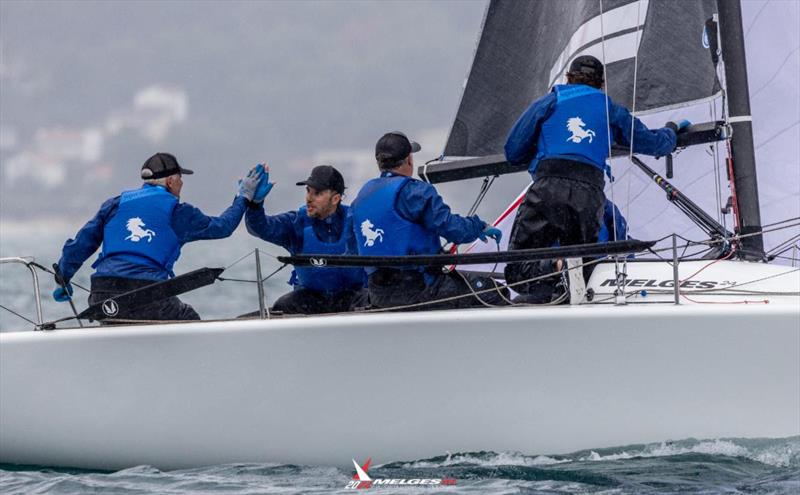 Cuyler Morris and tactician Manu Weiller on Dark Horse USA870 on Day 4 - 2024 Melges 24 European Championship - Split, Croatia photo copyright JK Split / IM24CA / Zerograddinord taken at Sailing Club Split and featuring the Melges 24 class