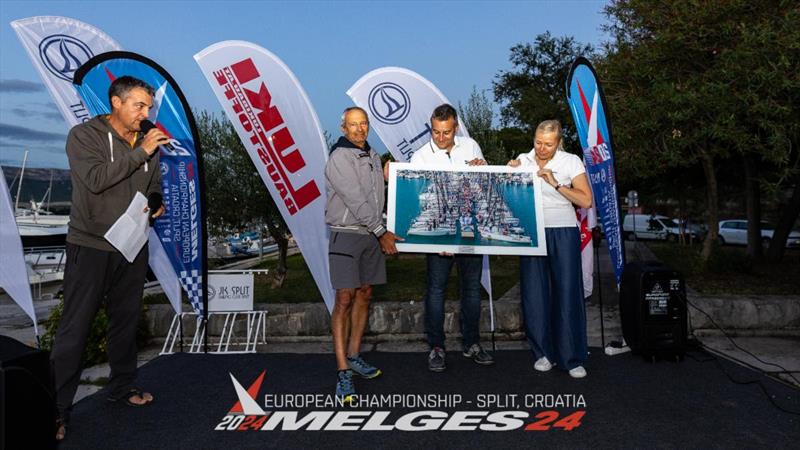 The class expressed their gratitude to the Sailing Club Split by presenting a large print - 2024 Melges 24 European Championship - Split, Croatia photo copyright JK Split / IM24CA / Zerograddinord taken at Sailing Club Split and featuring the Melges 24 class