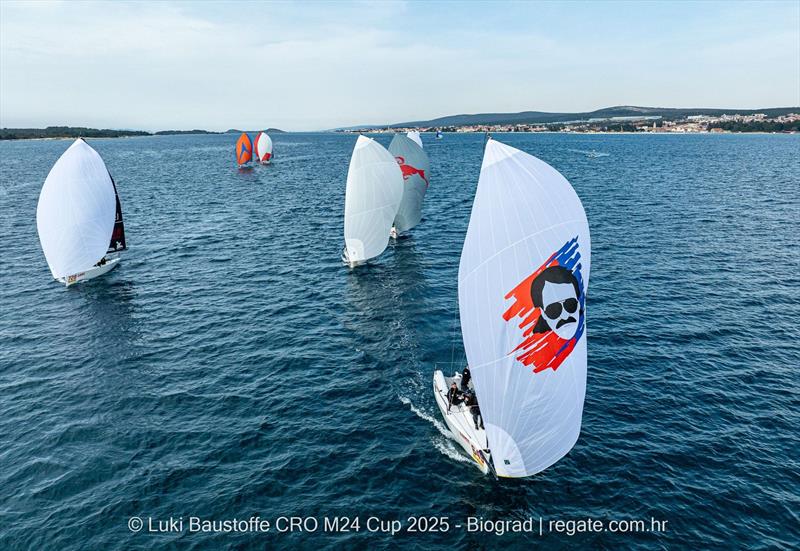 Mataran 24 CRO649 - Ante Botica, Ivo Matic, Mario Skrlj, Damir Civadelic and Kristijan Bulicic leading the pack at Luki Baustoffe CRO Melges 24 Cup 2025 Biograd photo copyright Hrvoje Duvancic / regate.com.hr taken at  and featuring the Melges 24 class