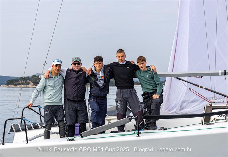 Panjic Junior CRO739 - Lucijan Jakovljev, Petar Stojnic, Jakov Eskinja, Vice Ugrinic and Jakov Sokota - Luki Baustoffe CRO Melges 24 Cup 2025 Biograd photo copyright Hrvoje Duvancic / regate.com.hr taken at  and featuring the Melges 24 class