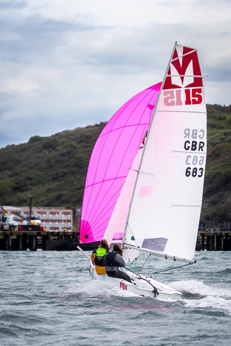 Molly Sacker and Daisy Collingridge sailing a Melges 15 at Portland Harbour photo copyright Isaac Marsh taken at  and featuring the  class