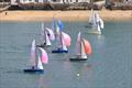 Under spinnaker during the Merlin Rocket South West Series at Salcombe © Lucy Burn