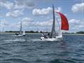 Ali and Cat Wallace enjoing a three sail reach during the Merlin Rocket Craftinsure Silver Tiller at Queen Mary Sailing Club © Aaron Evan (QM Lead Instructor)