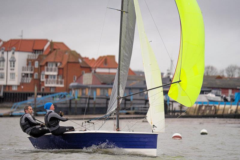 Steve and Alison Hall lead the series overall, at this point - second week of the RCYC Snow Globe photo copyright Petru Balau Sports Photography / sports.hub47.com taken at Royal Corinthian Yacht Club, Burnham and featuring the Merlin Rocket class