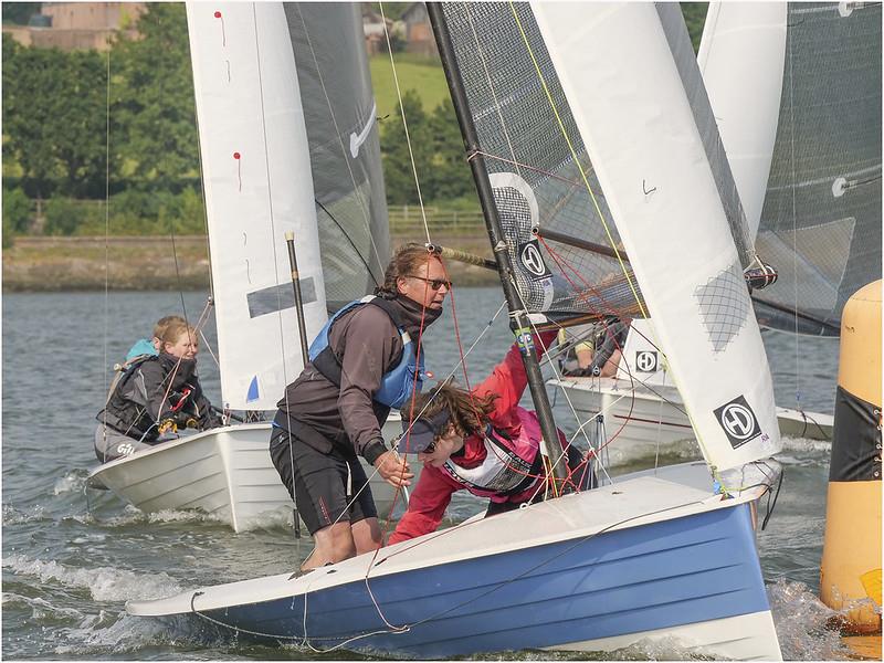 Tight mark roundings during the Merlin Rocket Craftinsure Silver Tiller at Starcross photo copyright Garnett Showell taken at Starcross Yacht Club and featuring the Merlin Rocket class