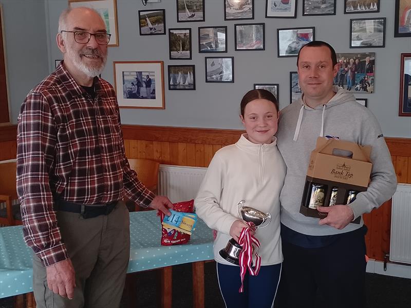 Simon & Lucy with Commodore Graham during the 2026 Miracle Northern Area Championship & Miracle Youth & Junior National Championships at Delph Sailing Club - photo © Ian Brown