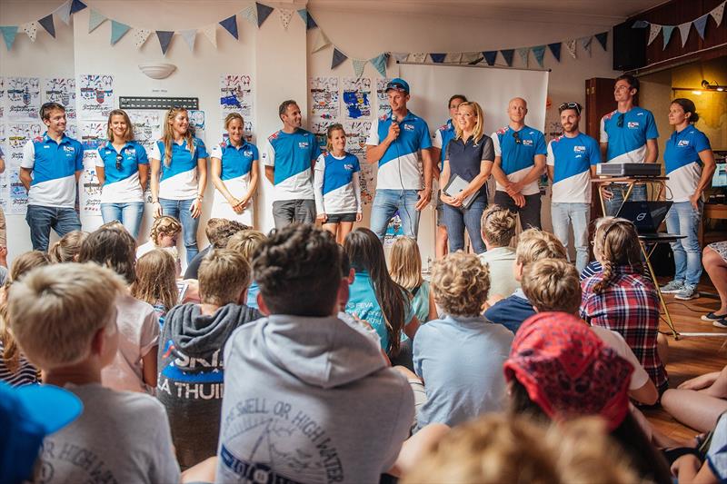 Team Volvo athletes & Shirley Robertson OBE, talk to the junior sailors during the Port of Dartmouth Royal Regatta - photo © Martin Allen Photography