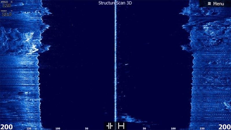 Even in rough conditions, side scan is great for getting a better idea of whats around, this show is scanning 200ft either side of the boat - photo © Lowrance
