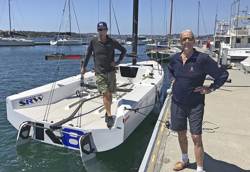 Brett Perry and the inspirational Dick Sargeant with the K8 that utilises the Semi Rigid Wing (SRW) from Advanced Wing Sytems - photo © John Curnow