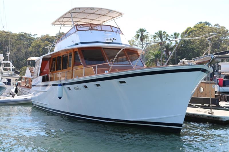 Designed and built by the Halvorsen marque upon craftsmanship philosophy the 48 foot Palmyra is recognised as part of a grand era of Australian boat building. Recently repowered with a pair of Yanmar 6LY440s she maintains her status as a revered dreamboat photo copyright Power Equipment Pty Ltd taken at 