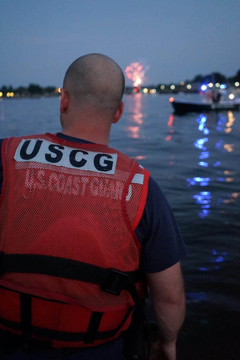 GM2 Wells providing armed security on the water at the Portsmouth firework display photo copyright Petty Officer 2nd Class John Thompson taken at 