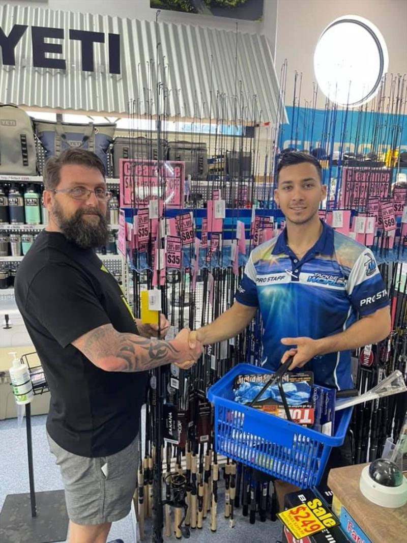 Drew was the lucky winner of our $500 Shopping Spree during the Garage Sale photo copyright Fisho's Tackle World taken at 