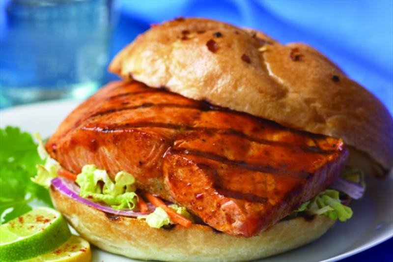 BBQ sandwich, salmon style. Recipe courtesy of Alaska Seafood. - photo © Alaska Seafood