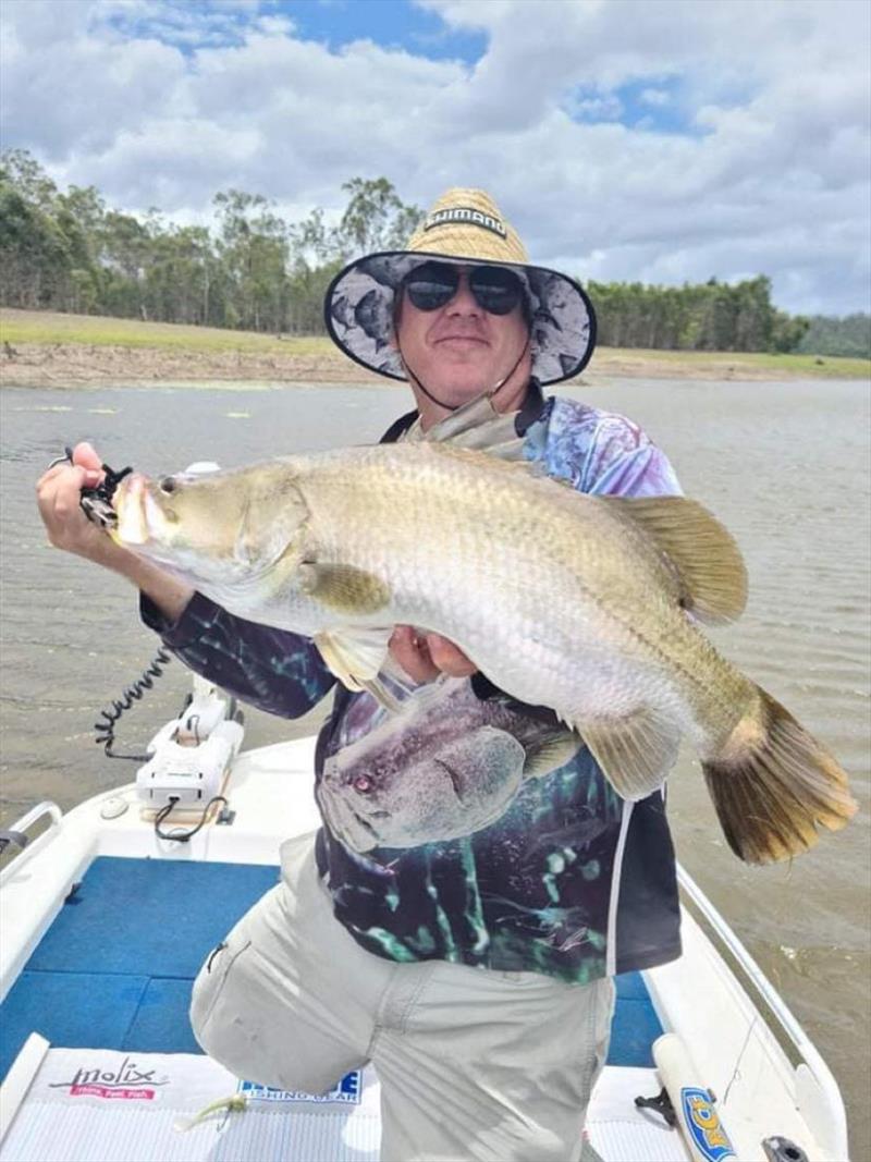 Rob with another nice Lake Lenthalls barra. - photo © Fisho's Tackle World