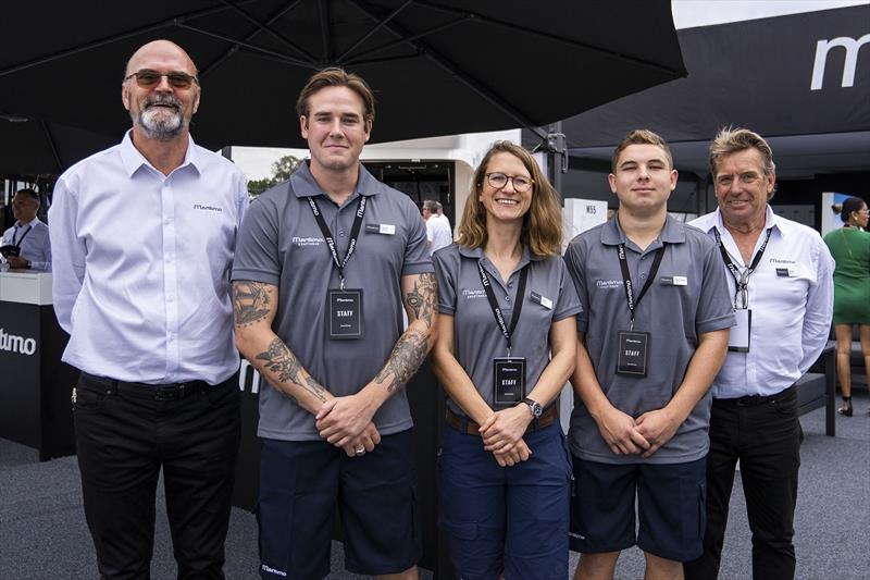 (L to R) Maritimo's general manager Phil Candler with some of the company's award winning apprentices  Jesse Blackley, Zoe De Pryck and Matt Warren and production manager Kym Fleet - photo © Maritimo