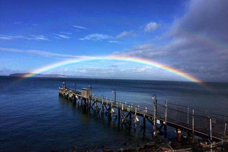 Rainbow over Mukilteo Field Station on the waterfront of Puget Sound in Mukilteo, Washington.  - photo © NOAA Fisheries