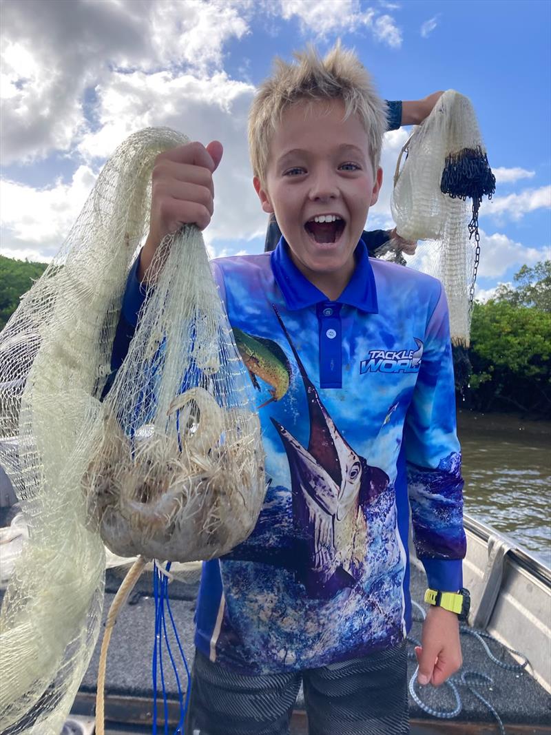 And the result. Young Jett showing off the fruits of his labour. - photo © Fisho's Tackle World