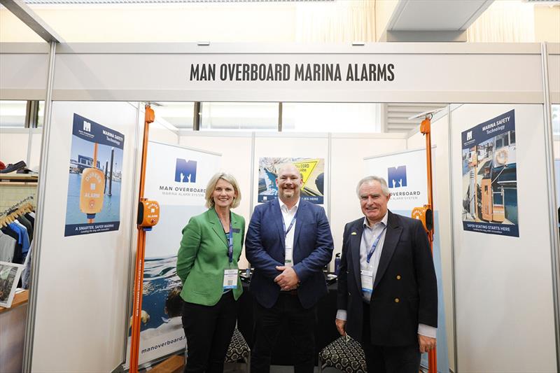 Paul Williams (centre) with MIA President Andrew Chapman and MIA CEO Suzanne Davies photo copyright Marina Industries Association taken at 