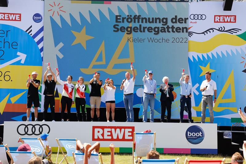 Official opening ceremony for the Kiel Week Regatta with Kiel's Lord Mayor and German Olympic medalists photo copyright ChristianBeeck.de / Kieler Woche  taken at Kieler Yacht Club