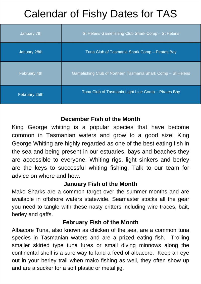 Fishy Dates for TAS - photo © Seamaster