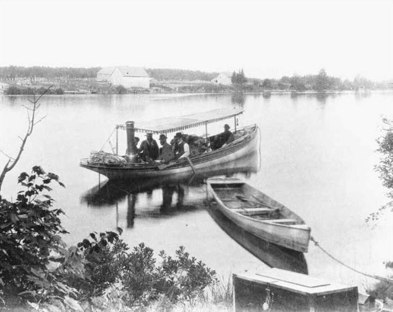 Abbie, with her awning rigged, prepared to venture north through the Portage River, a partly natural, partly dredged waterway bisecting the Keeweenaw Peninsula photo copyright Marquette Regional History Center taken at 