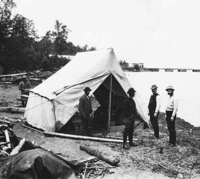 With few exceptions, the Abbie voyagers spent nights ashore, as here at their Pine River tent encampment on July 23, their second night out photo copyright Marquette Regional History Center taken at 