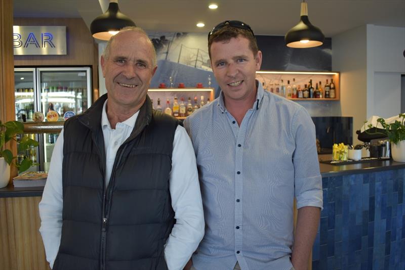 (Left to Right) BYC Board member Gary Cripps and Jeremy Buckland, major sponsors from the Banjos Shoreline Bakery and Cafe photo copyright Jane Austin taken at Bellerive Yacht Club