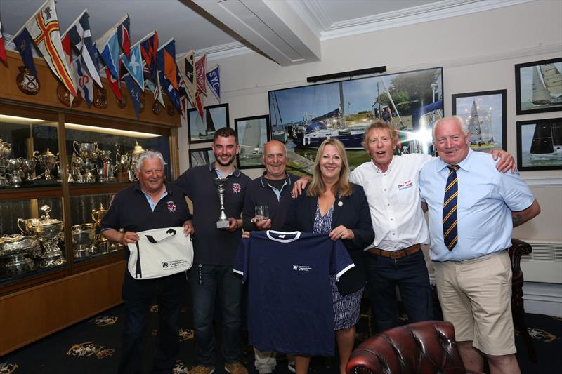 Yacht Stiletto overall winners of the Link Cup (l-r) Owner Paul Woodward, crew Jake and Mick, Commodore of RTYC Karen Cox, Christian Ratel of Yacht Club Boulonnaise, RCS of RTYC Andrew Ketteringham photo copyright Chris Cox taken at Royal Temple Yacht Club