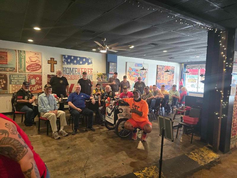 Luna Visiting the Chit Chat and Chew at the VFW and American Legion in Searcy, Ark - photo © Coast Guard Foundation