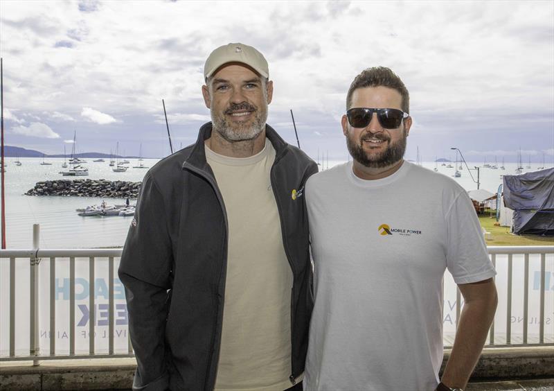 Rugby's Nate Myles and competitors support sponsor Adam Janczyk at WSC yesterday - 2024 Ocean Dynamics and Mount Gay Airlie Beach Race Week photo copyright VAMPP Photography taken at Whitsunday Sailing Club