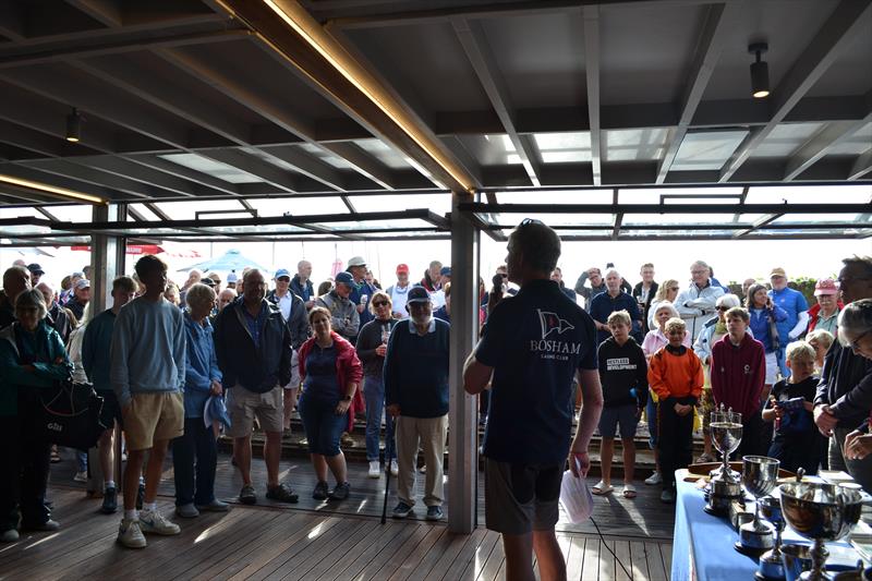 Prize giving at the Bosham Regatta 2024 photo copyright Maddie McCormack taken at Bosham Sailing Club