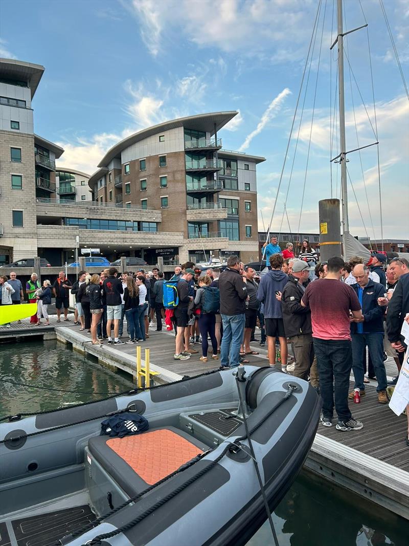 Pontoon Party during the JOG Cowes - Poole - Cowes race, sponsored by Stoneways Marine photo copyright JOG taken at Junior Offshore Group